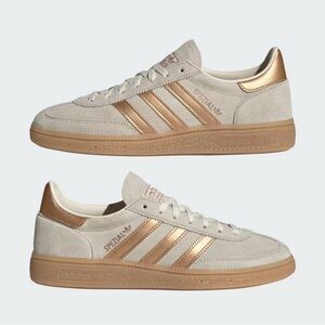 adidas Spezial Women’s Suede Sneakers in Beige with Metallic Gold Stripes